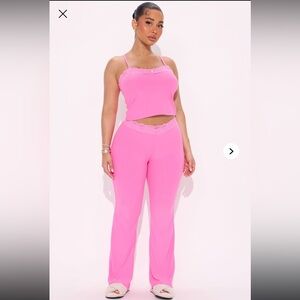 Fashion Nova Hot Pink Lace Lounge Set